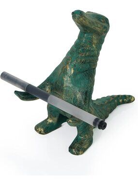 Unique Alligator Cast Iron Pen Holder - Personalized Desk Accessory & Gift for